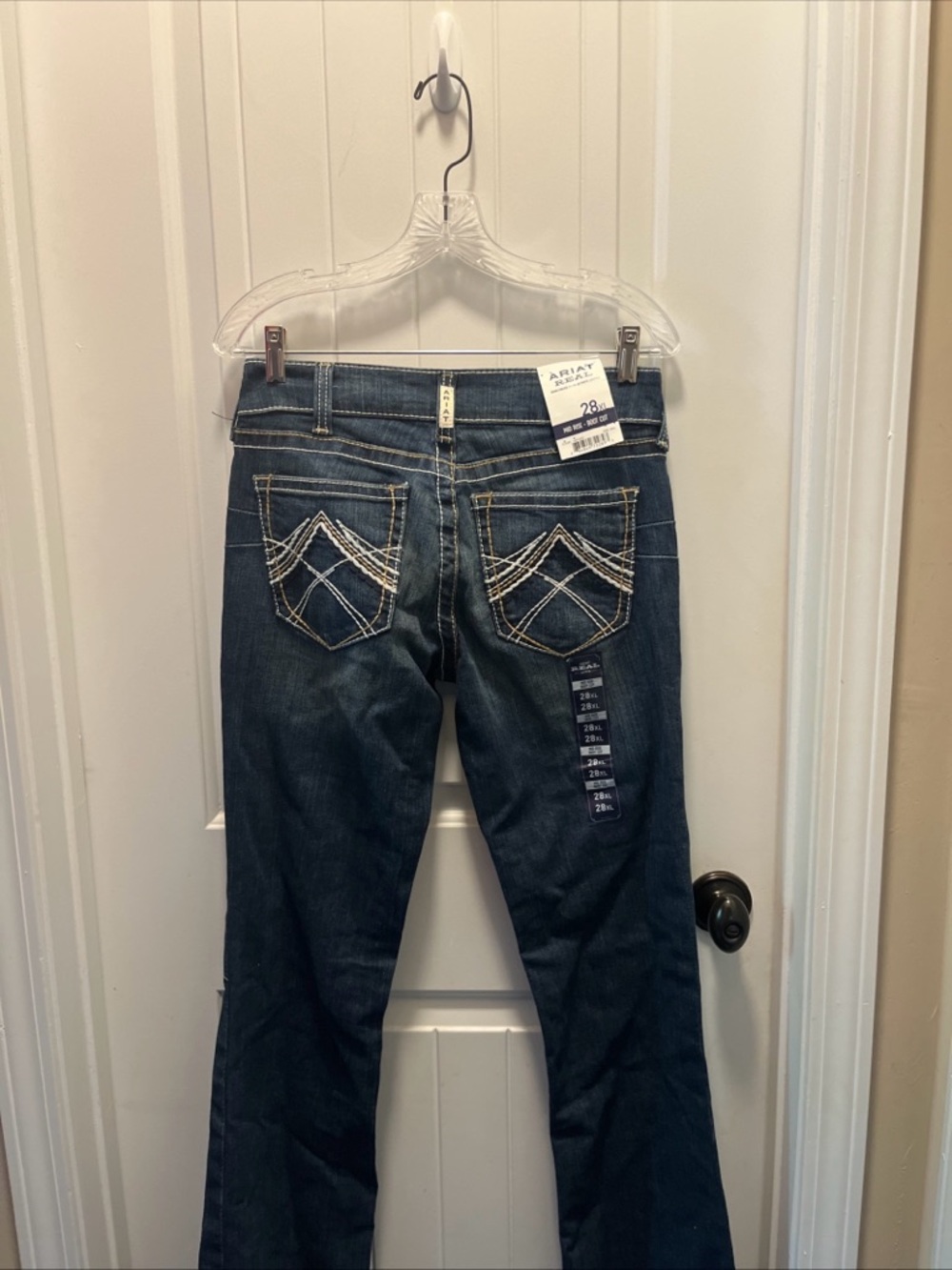 Ariat Dark Blue Bootcut Jeans with Embroidered Back Pockets 28X35